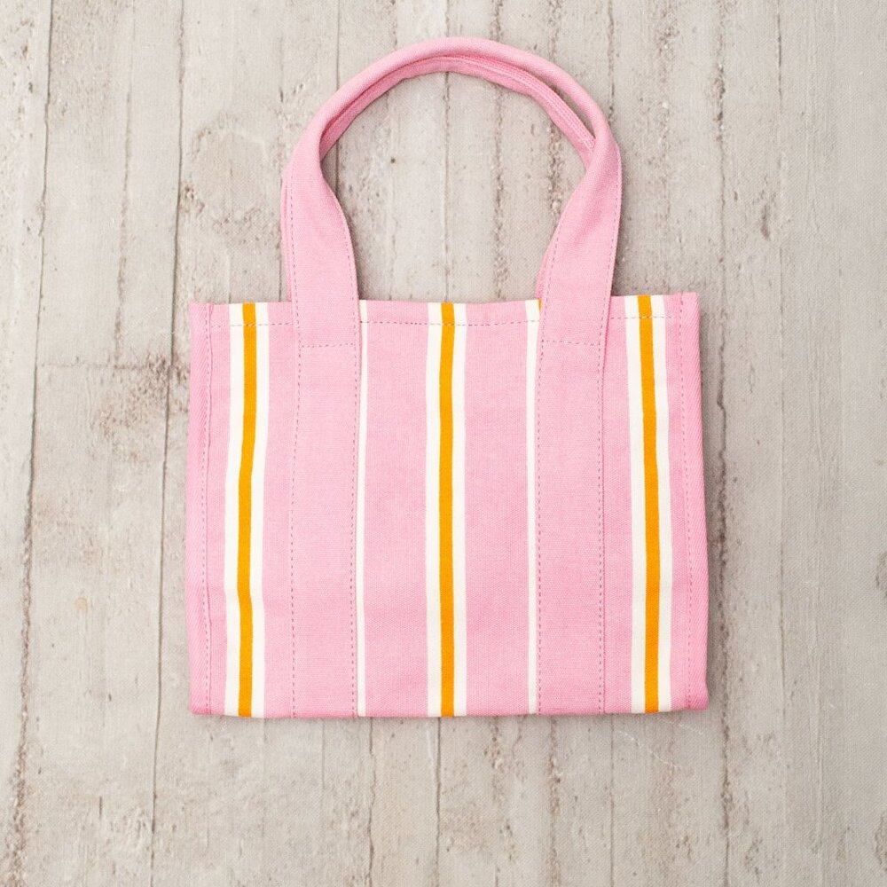 NWT J. Crew Candy Stripe Top Handle Satchel Tote in Pink and Orange Stripe
